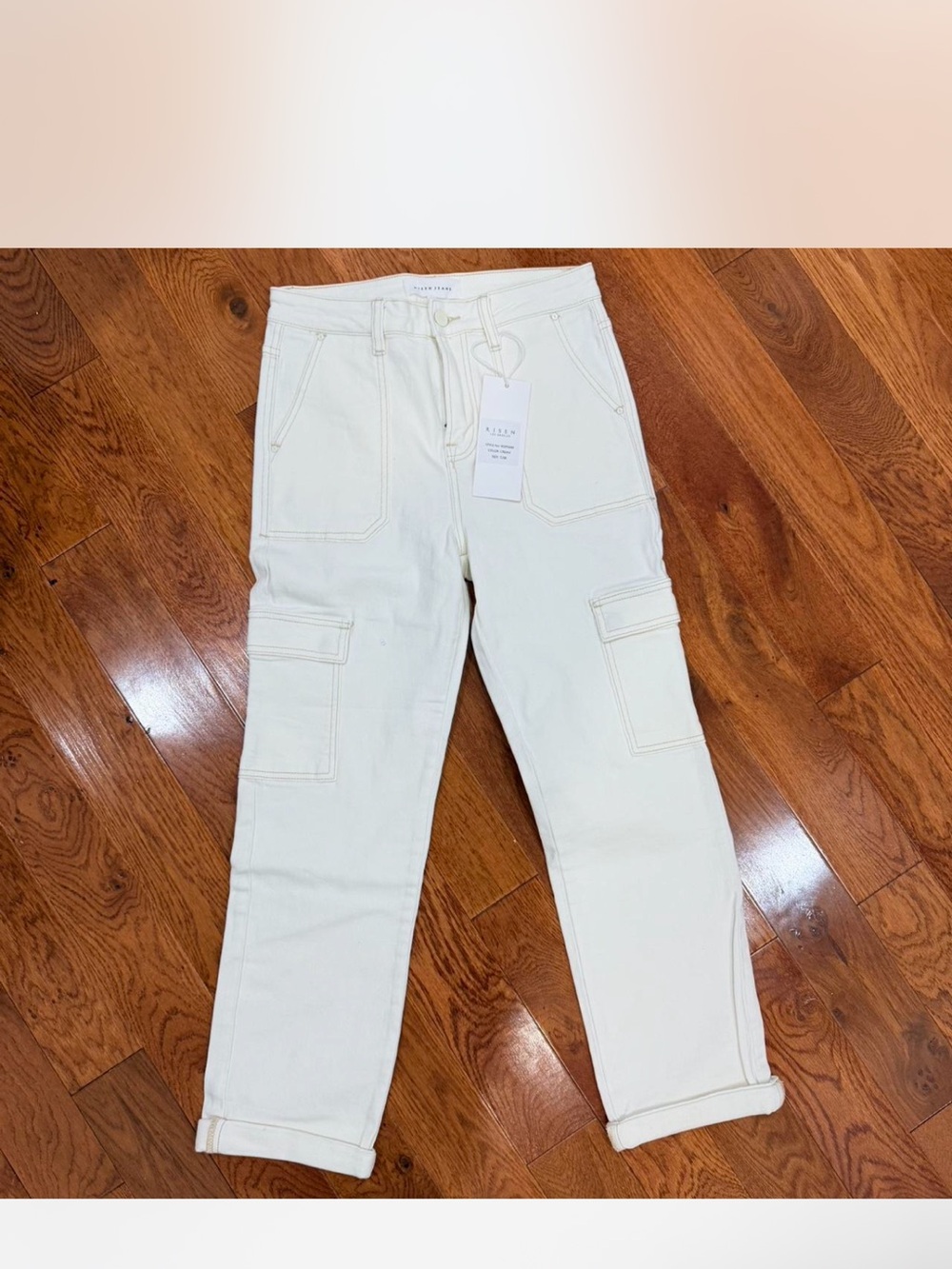 Women’s Cargo Jeans in Off-White - Risen Brand